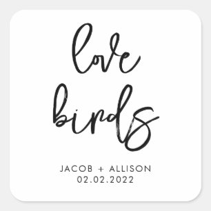 love birds wildflower seeds wedding confetti favou square sticker