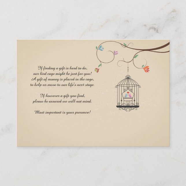 Love Birds Wishing Bird Cage Cards (Front)