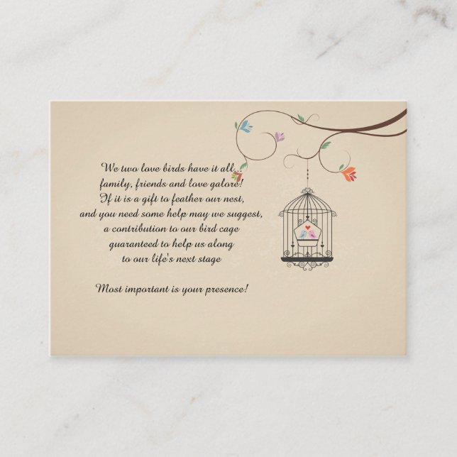Love Birds Wishing Bird Cage Cards (business size) (Front)