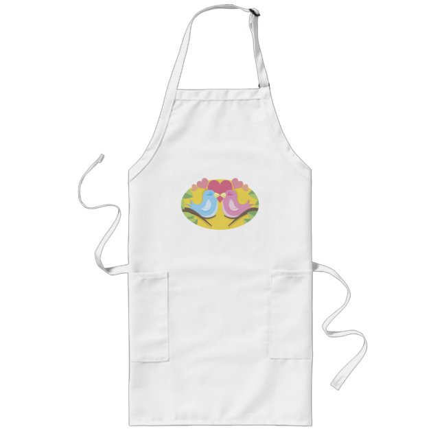 Love Birds With Hearts Long Apron (Front)