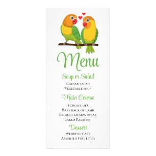 Love Birds Yellow Green Lovebirds Wedding Menu 