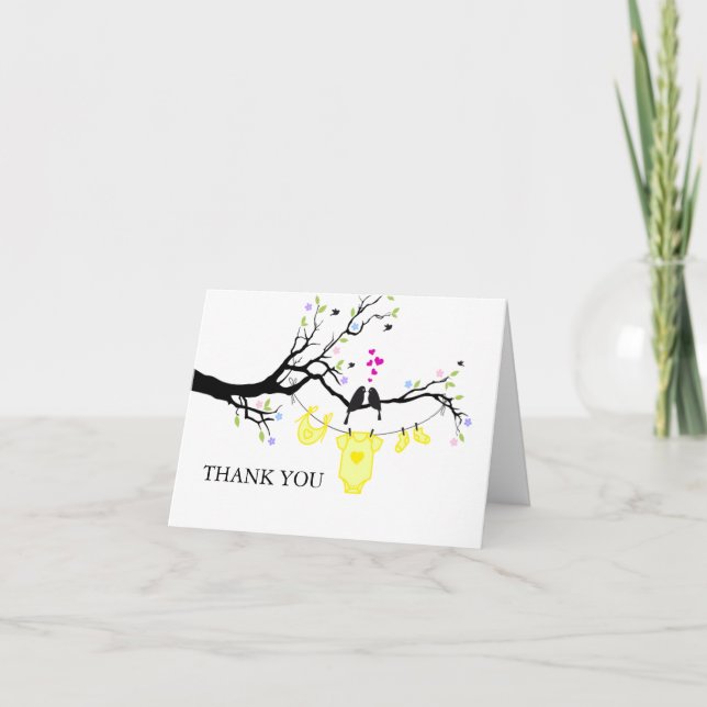 Love Birds | Yellow Thank You Card (Front)