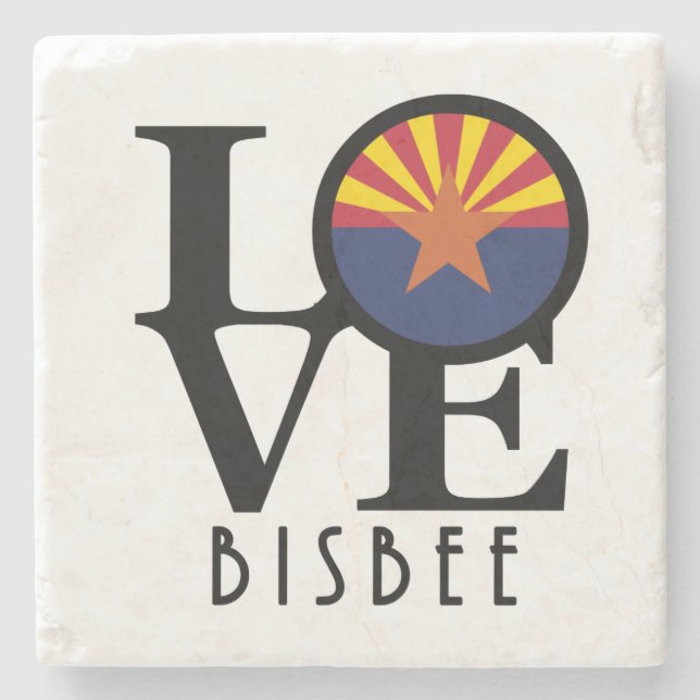 LOVE Bisbee Arizona Stone Coaster (Front)
