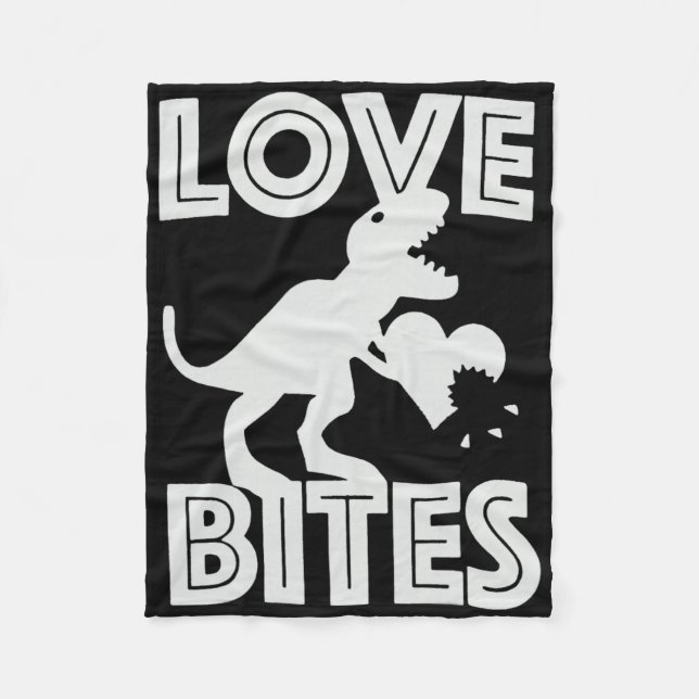 Love Bites Dinosaur Valentine  Fleece Blanket (Front)