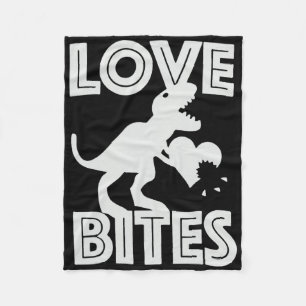 Love Bites Dinosaur Valentine  Fleece Blanket