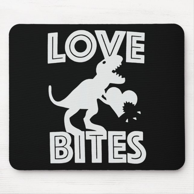Love Bites Dinosaur Valentine  Mouse Mat (Front)