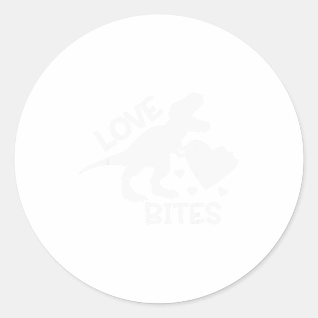 Love Bites Funny T Rex Valentines Dinosaur Red  Classic Round Sticker (Front)