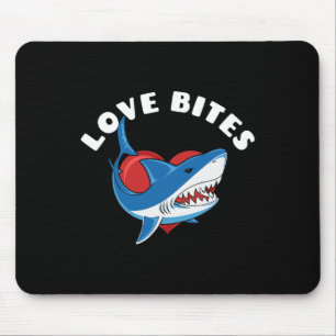 Love Bites Funny Valentines Day Shark Heart Joke Mouse Mat