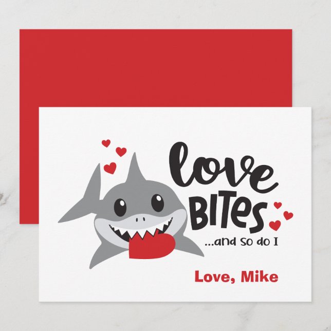 Love Bites | So Do I Funny Shark Boy Valentine Holiday Card (Front/Back)