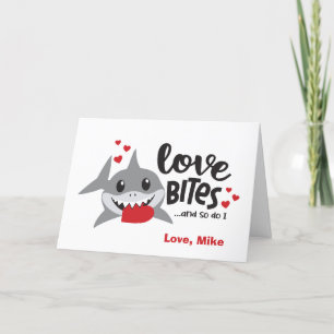 Love Bites So Do I Funny Shark Boy Valentine Holiday Card