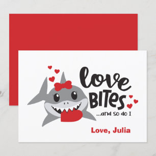 Love Bites So Do I Funny Shark Girl Valentine Holiday Card