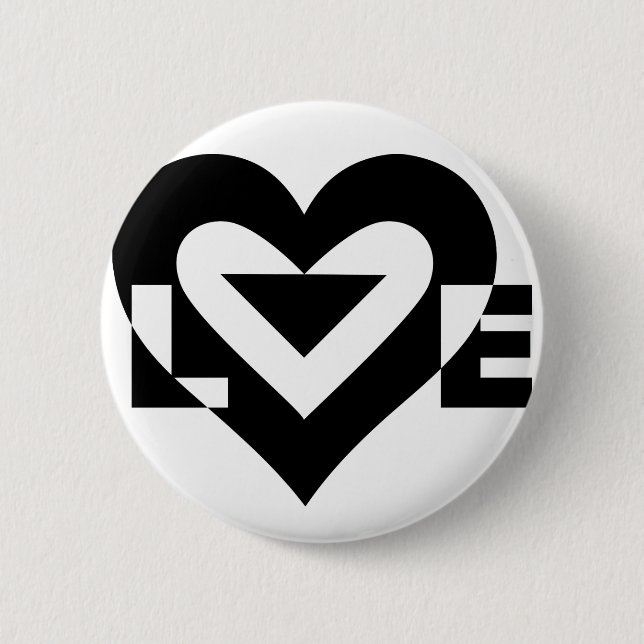 Love Black 6 Cm Round Badge (Front)