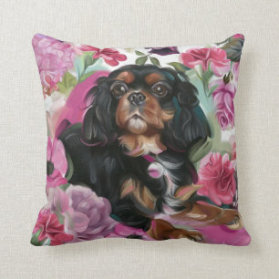 'LOVE' Black and tan Cavalier pillow