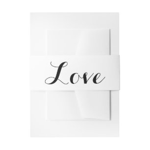 Love Black And White Wedding Invitation Belly Band