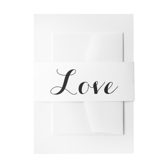 Love Black And White Wedding Invitation Belly Band (Front Example)