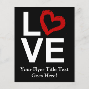 LOVE, Black and White with Red Sketched Heart Flyer