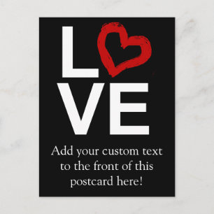 LOVE, Black and White with Red Sketched Heart Postcard