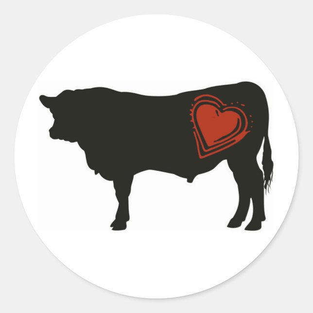 Love Black Angus Beef Classic Round Sticker (Front)