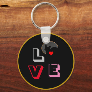 LOVE & Black Cat - big fan / Animal fashion Key Ring