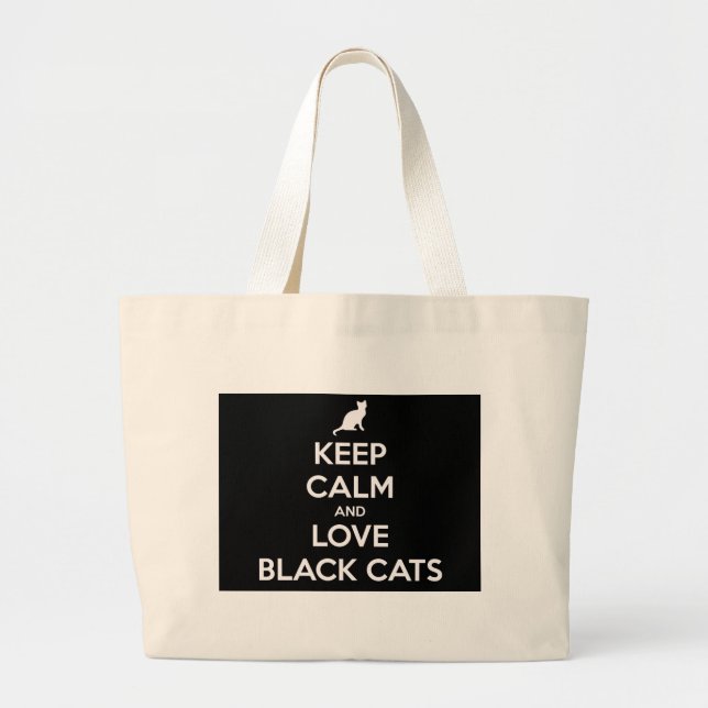 Love Black Cats Large Tote Bag (Front)