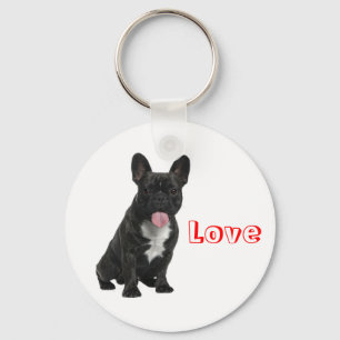 Love Black French Bulldog Puppy Dog Keychain