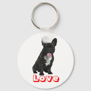 Love Black French Bulldog Puppy Dog Keychain