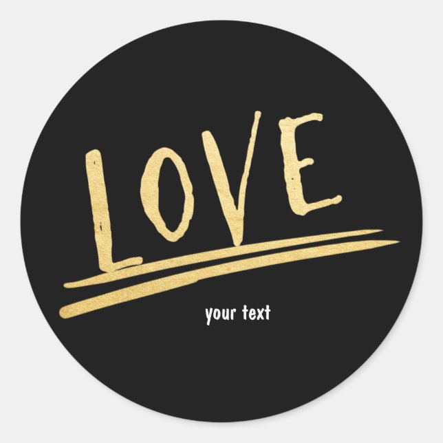 LOVE Black & Gold Modern Chic Glam Custom Sticker (Front)