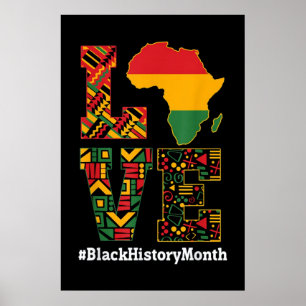 LOVE Black History Month Africa Map Poster
