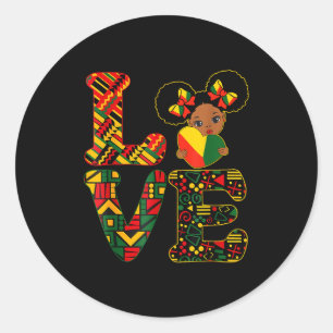 Love black history month strong african kids girls classic round sticker