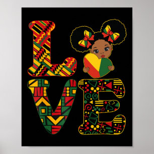 Love Black History Month Strong African Kids Girls Poster