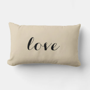 Love Black Script Anniversary Beige Holiday Lumbar Cushion