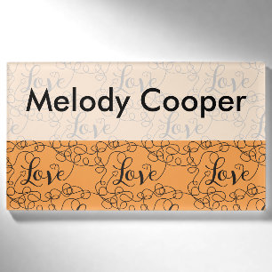 LOVE black seamless pattern with LINES Name Tag