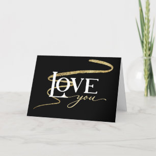LOVE- Black w/Gold Swoosh Valentine Holiday Card
