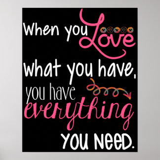 Love Black White and Pink Poster 20" x 16"