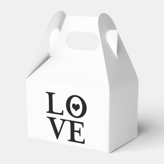 LOVE black & White Heart Custom Wedding Favour Box (Front Side)
