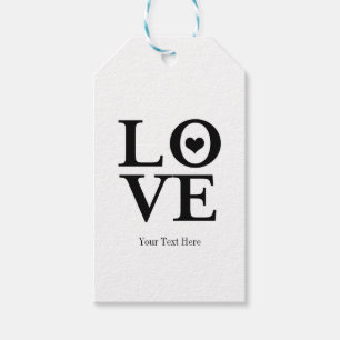 Love Black & White Heart Wedding Custom Favour Gift Tags