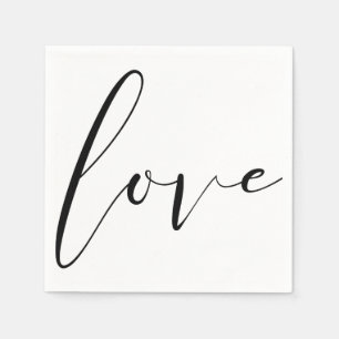 LOVE Black White Modern Typography Wedding Party Napkin