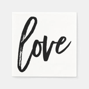 LOVE Black White Modern Typography Wedding Party Napkin