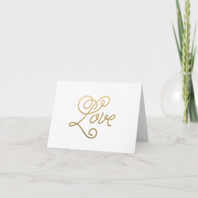 Love Blank Gold Wedding Note Cards (Front)
