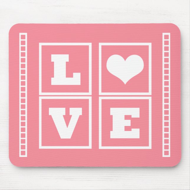 Love Blocks Mousepad, Pink Mouse Mat (Front)