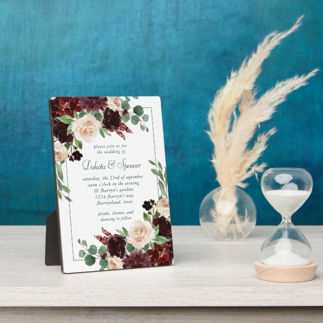 Love Bloom | Elegant Floral Invitation Keepsake Plaque (Side)