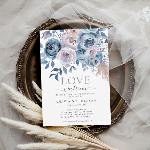 Love Bloom Something Blue Roses Bridal Shower Invitation