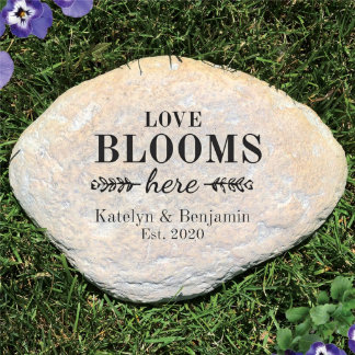 Love Blooms Here Durable Engraved Garden Stone