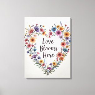 Love Blooms Here Floral Heart Art Print