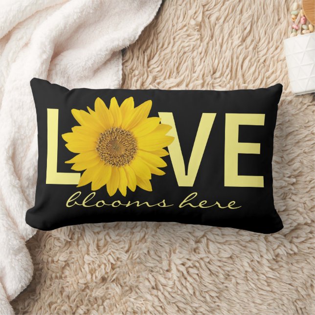 Love Blooms Here Yellow Sunflower Back Lumbar Cushion (Blanket)