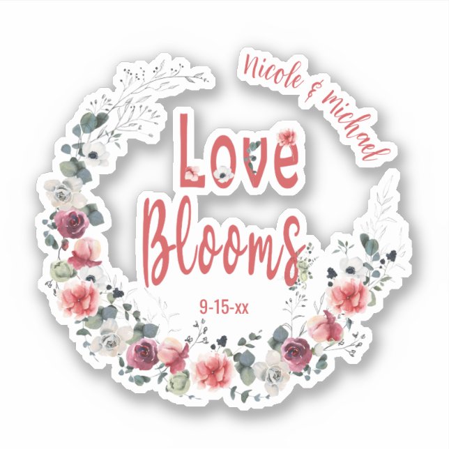 Love Blooms Personalised Bride Groom Wedding Date (Front)