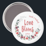 Love Blooms Personalised Bride Groom Wedding Date Magnet<br><div class="desc">Love Blooms with this floral bouquet personalised custom button magnet.</div>