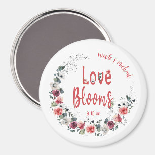 Love Blooms Personalised Bride Groom Wedding Date Magnet
