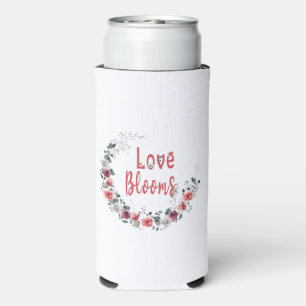 Love Blooms Personalised Bride Groom Wedding Date Seltzer Can Cooler