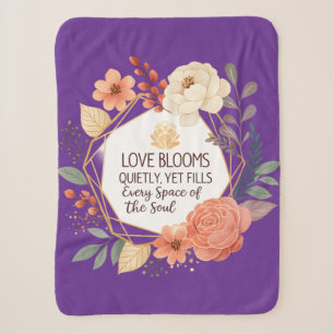 Love Blooms Quietly – Floral Quote Watercolour Sherpa Blanket